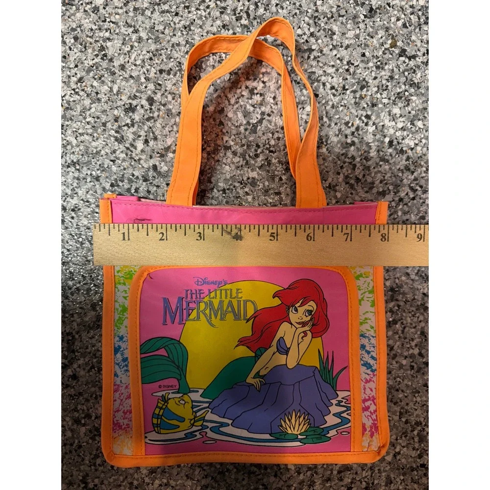 Vintage Disney The Little Mermaid Ariel Mini Tote Bag Neon Pink Orange 90s